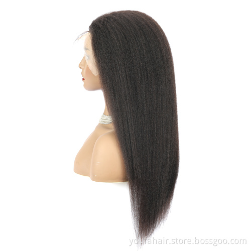 Wholesale Brazilian Human Hair Wigs HD Lace Front Kinky Straight Virgin Human Hair Wig Glueless Light Yaki Transparent Lace Wigs